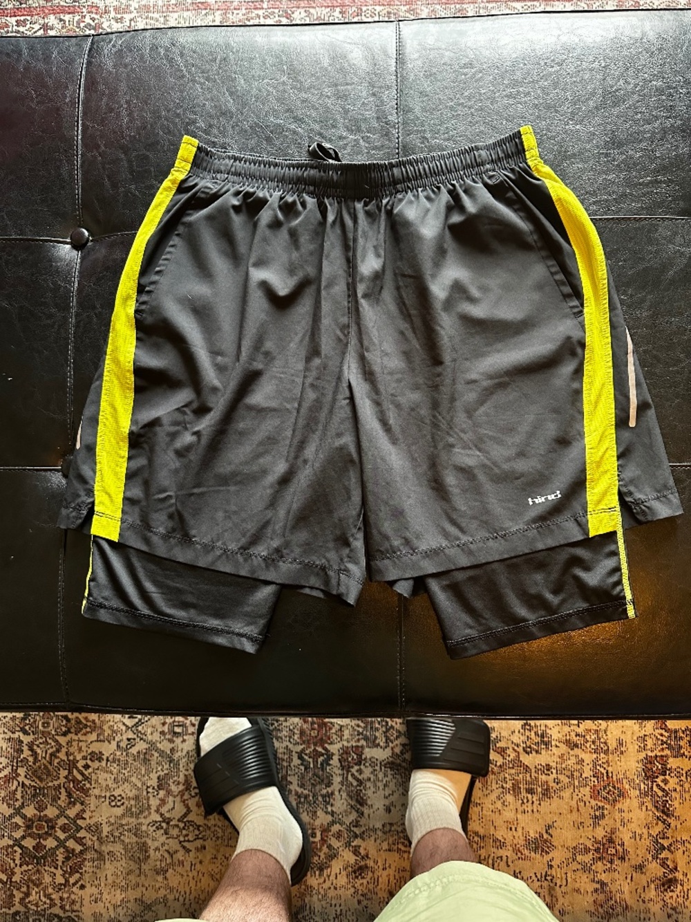 Hind Men’s Lined Running Shorts (black/yellow)